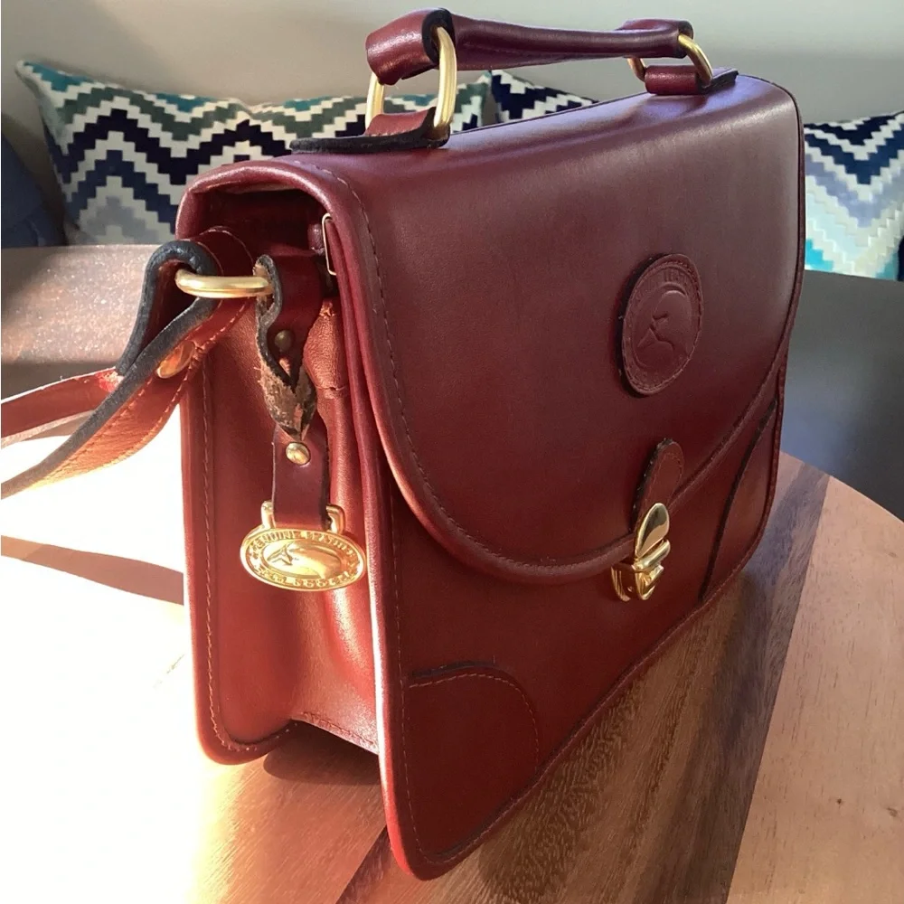 RED GOOSE Crossbody Bag Red Leather EUC - Picture 3 of 15